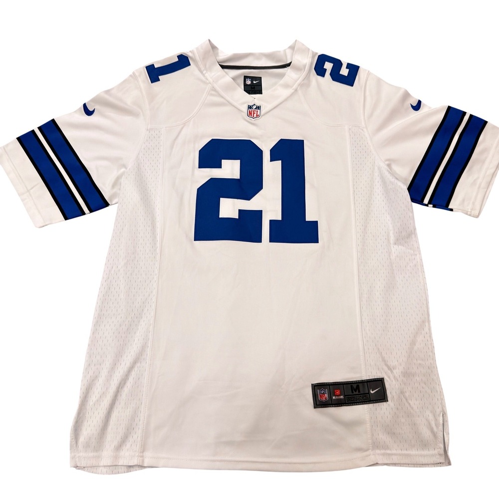 Nike Dallas Cowboys Ezekiel Elliott 21 NFL Jersey White Mens Medium On Field